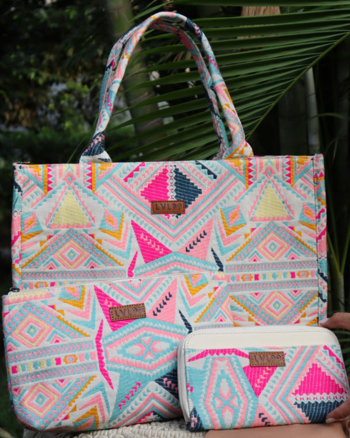 Multicolour Combo of 3 (LARGE TOTE+ WALLET&POUCH)