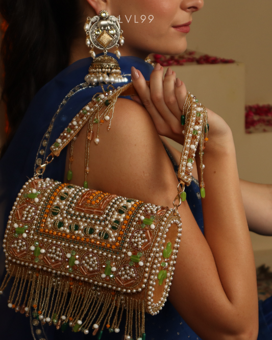 Nazaakat Gold Embellished Shoulder Bag