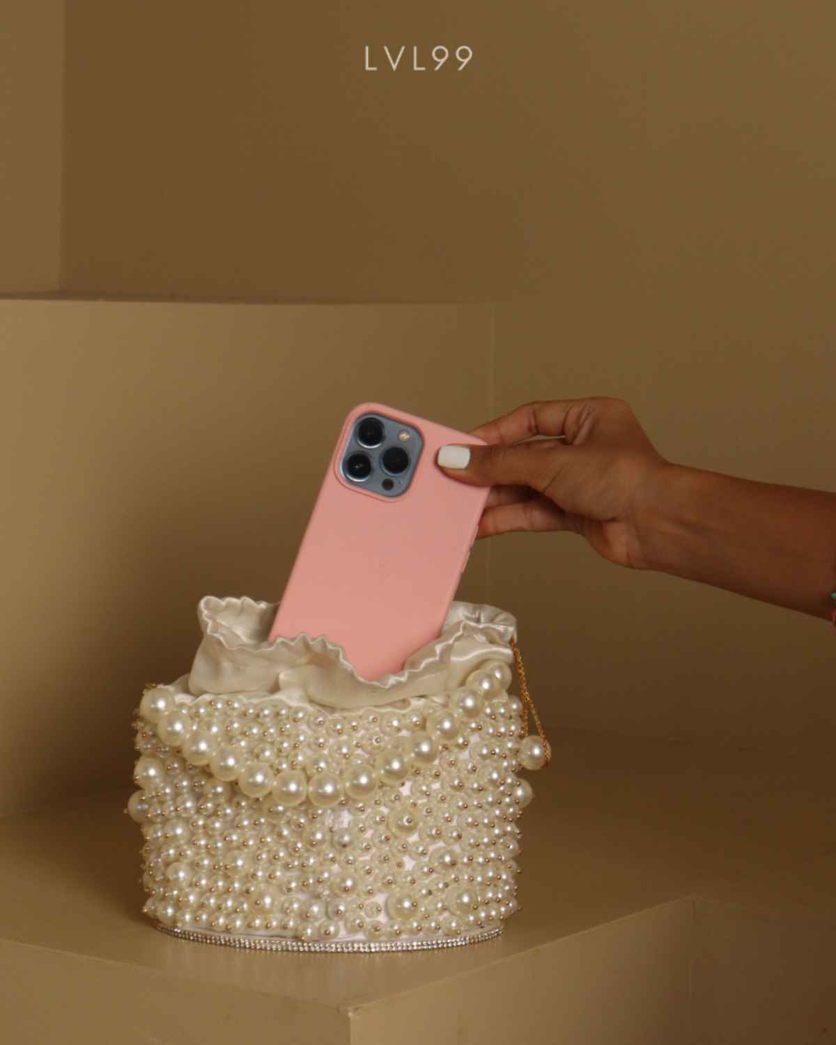 Anmol Pearl Bucket Bag