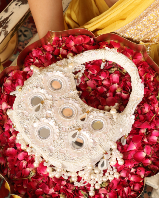 Nakhra White Handbag with Tassels