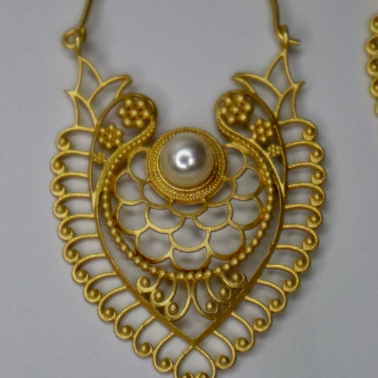 Rekha Brass Earrings with Pearl