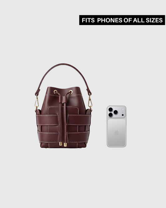 Bare Bucket Crossbody Bag - Burgundy