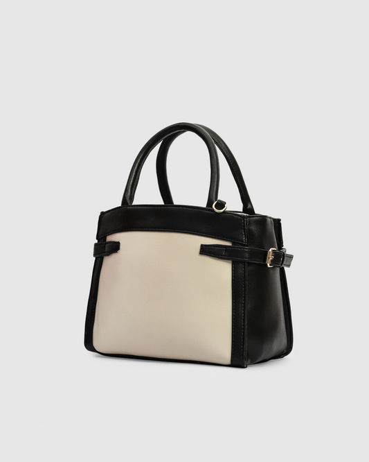 Chelsea Two-Tone Crossbody Satchel Bag - Black