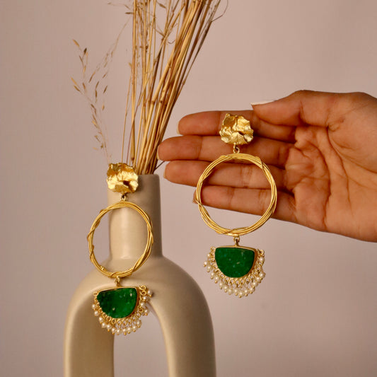 Aishwarya Green Stone Earrings