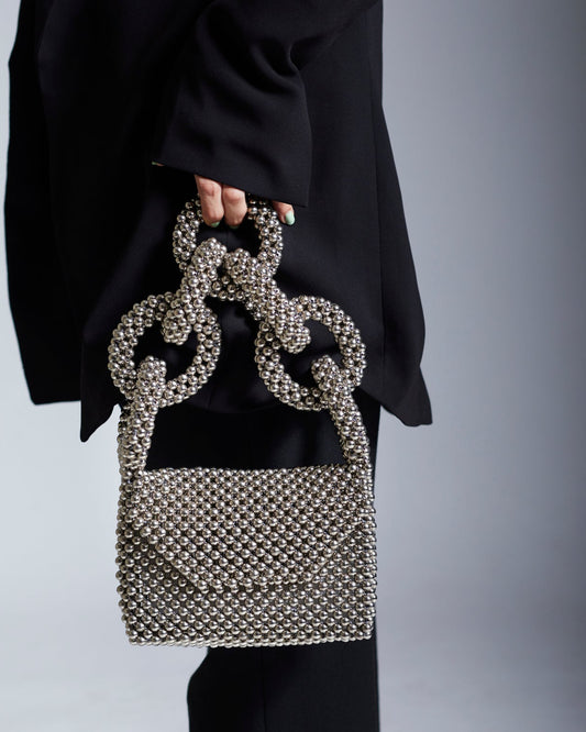 Euphoria Silver Beaded Bag