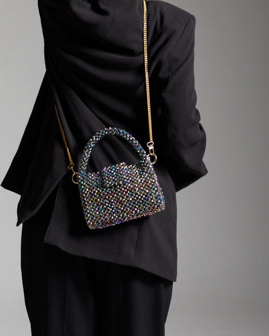 ICON 10" Hued Crystal Beaded Bag with Sling