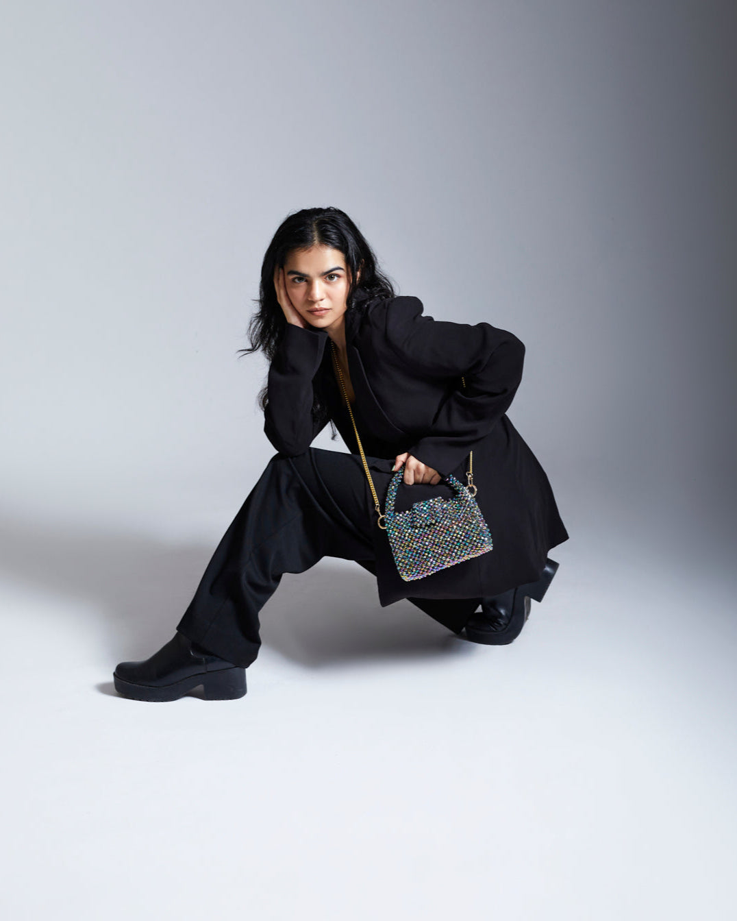 ICON 10" Hued Crystal Beaded Bag with Sling