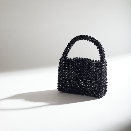 ICON 10" Black Crystal Beaded Bag