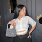 ICON 10" Silver Crystal Beaded Bag