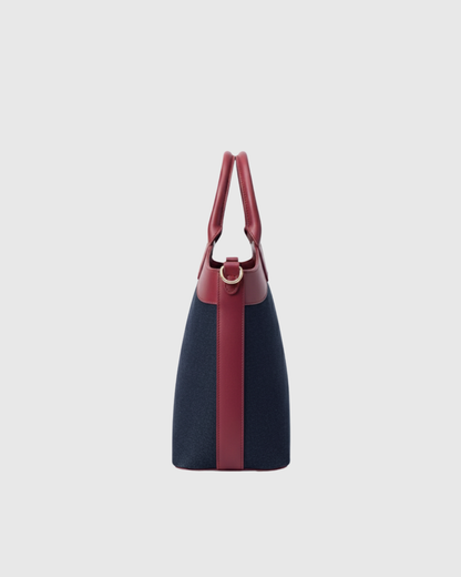Laptop Bag With Trolley Sleeve- (Denim X Cherry Red)