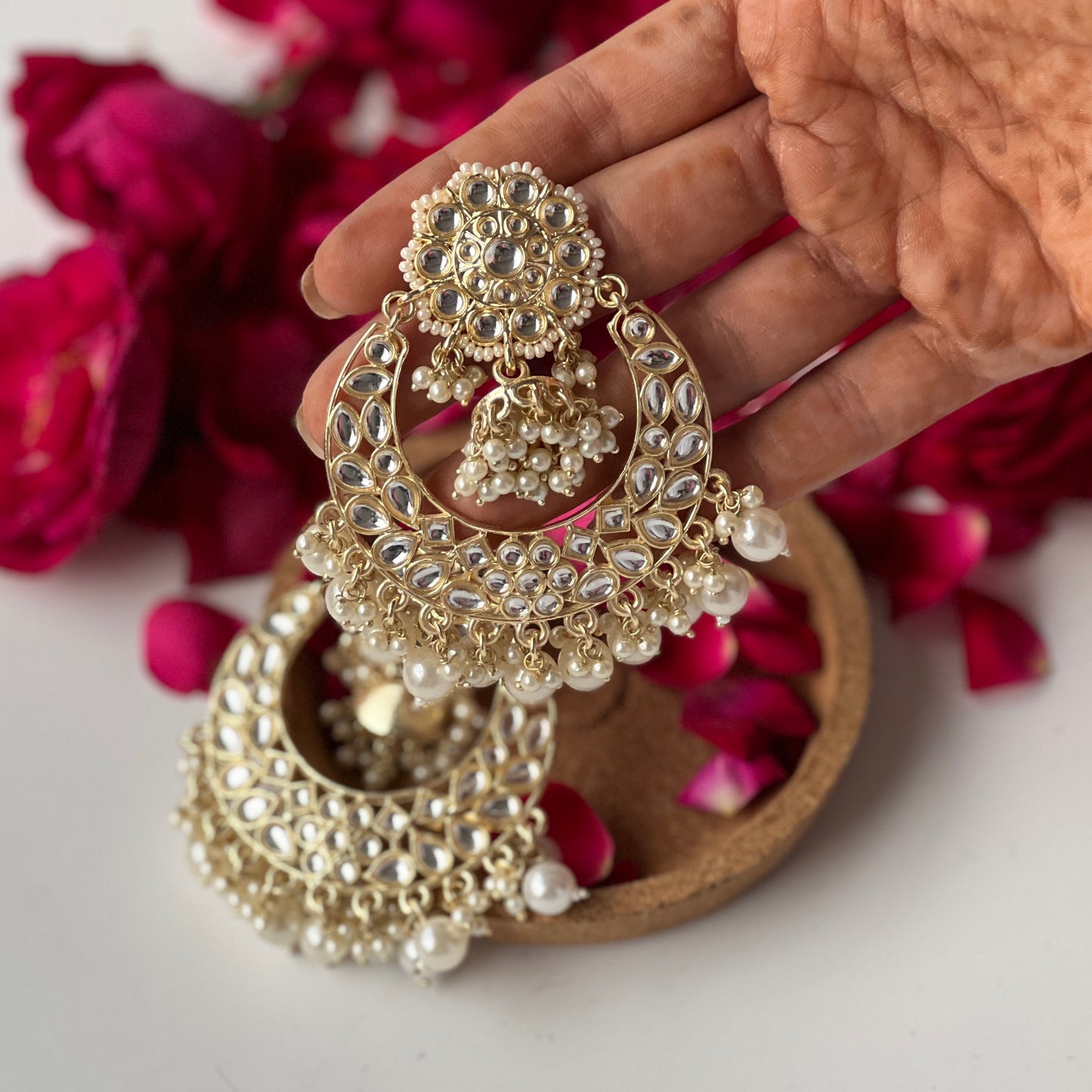 Latika Chand Bali with Kundan and Pearls