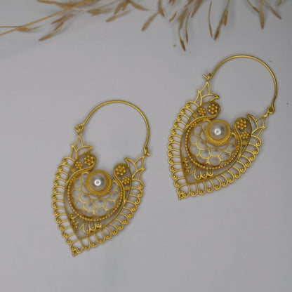 Rekha Brass Earrings with Pearl