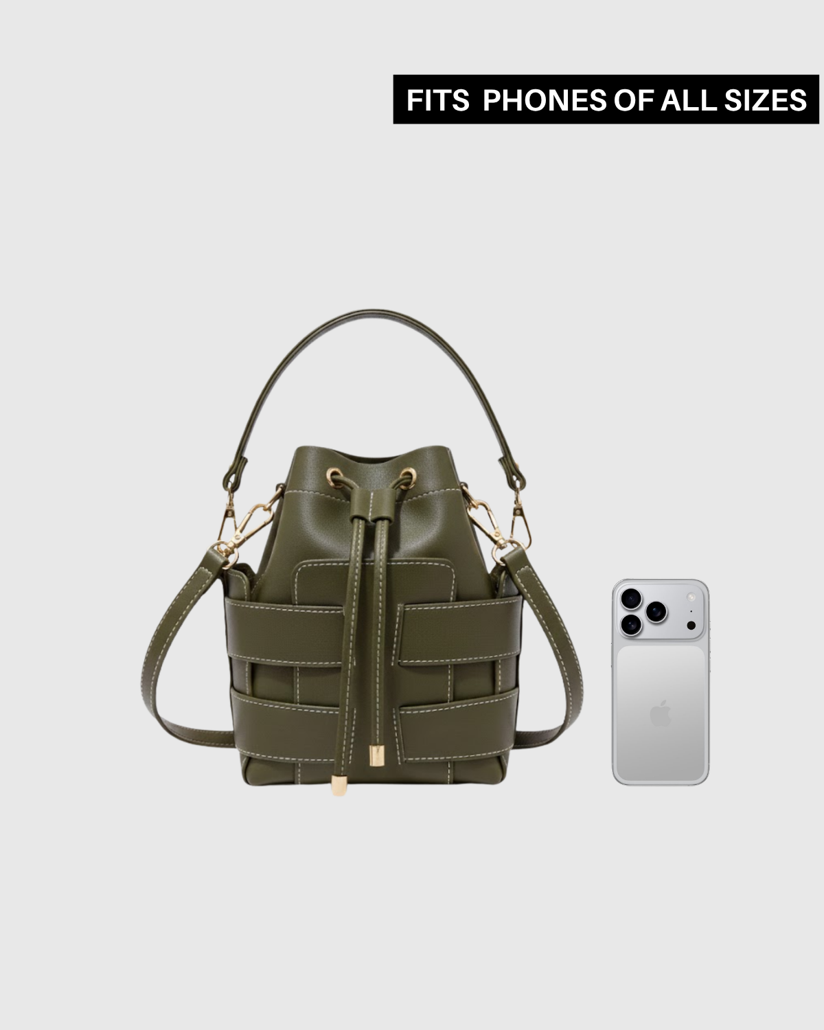 Bare Bucket Crossbody Bag - Olive Green