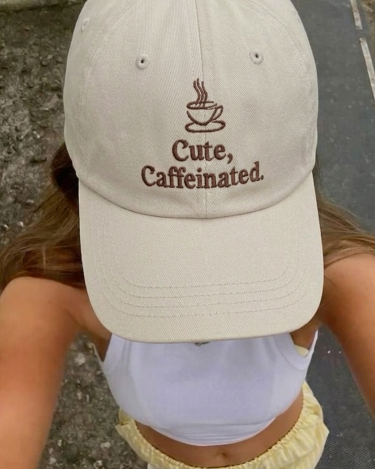 Cute & Caffeinated Beige Cap