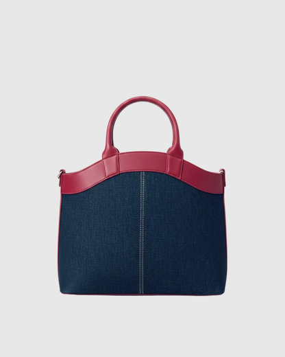 Laptop Bag With Trolley Sleeve- (Denim X Cherry Red)