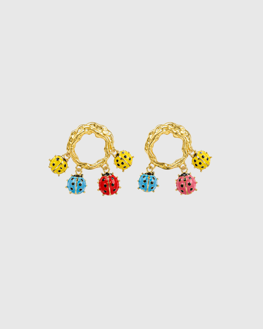 Lady Bug Hoop Earrings