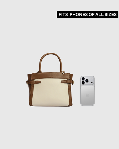 Chelsea Two-Tone Crossbody Satchel Bag - Brown
