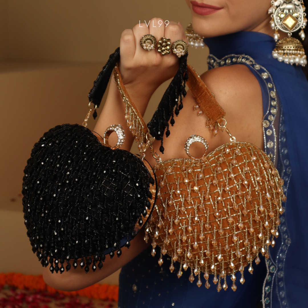 Dilruba Crystal Heart Clutch