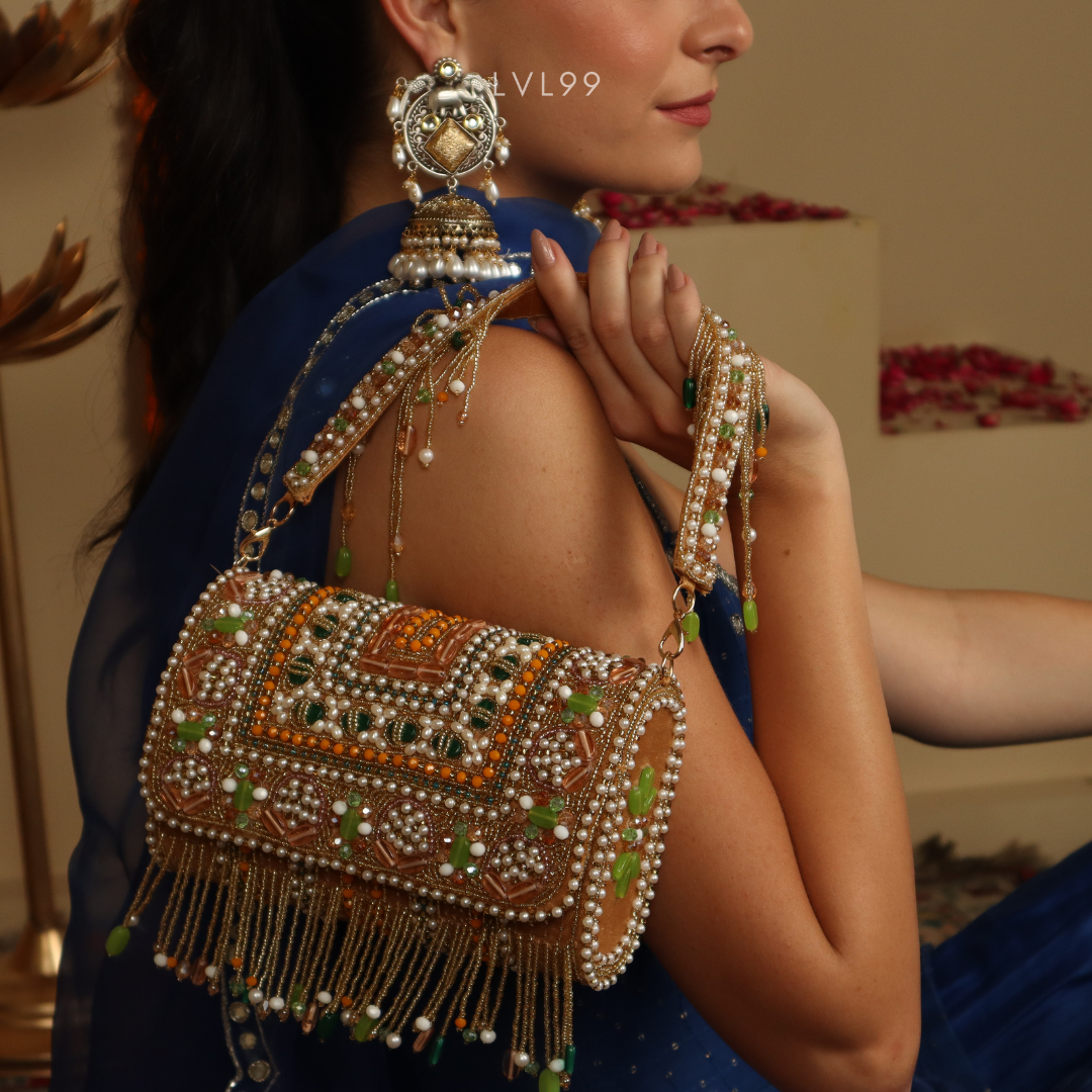 Nazaakat Gold Embellished Shoulder Bag