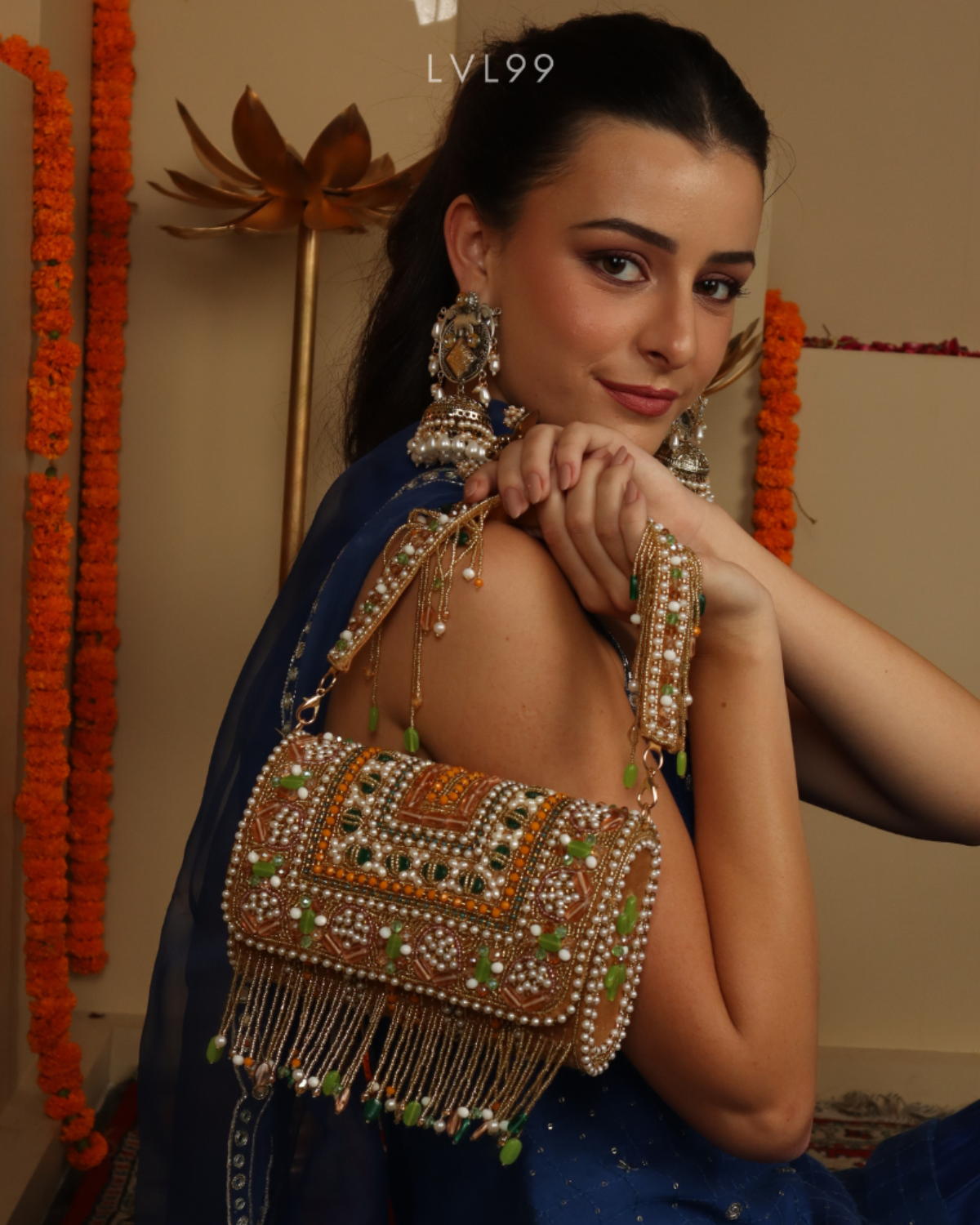 Nazaakat Gold Embellished Shoulder Bag