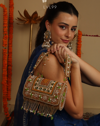 Nazaakat Gold Embellished Shoulder Bag