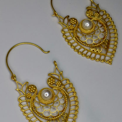 Rekha Brass Earrings with Pearl