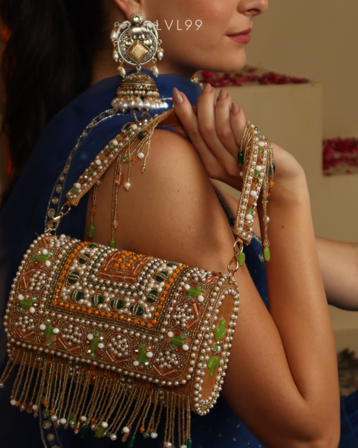 Nazaakat Gold Embellished Shoulder Bag
