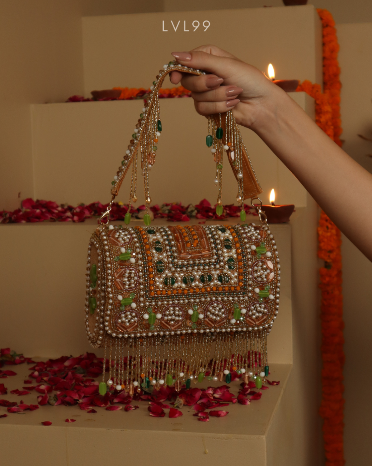Nazaakat Gold Embellished Shoulder Bag