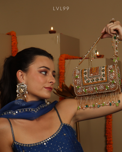 Nazaakat Gold Embellished Shoulder Bag