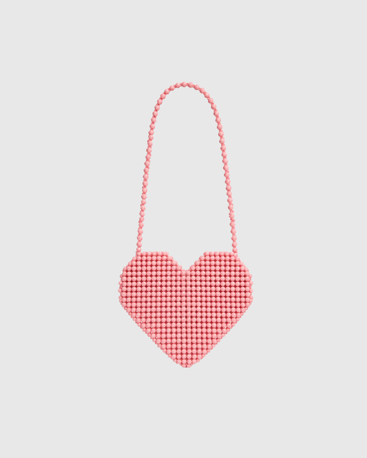 Cupid Heart Shaped Beaded Bag - Pink
