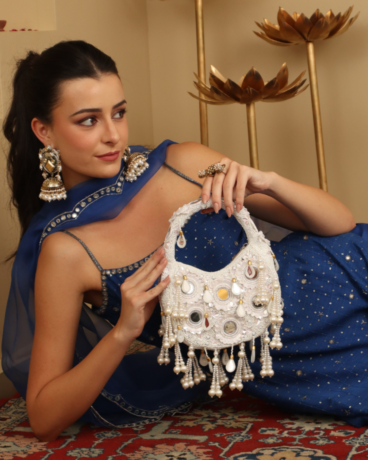 Nakhra White Handbag with Tassels
