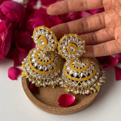 Anira Kundan Yellow Jhumkas