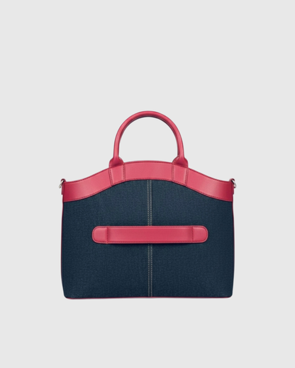 Laptop Bag With Trolley Sleeve- (Denim X Cherry Red)