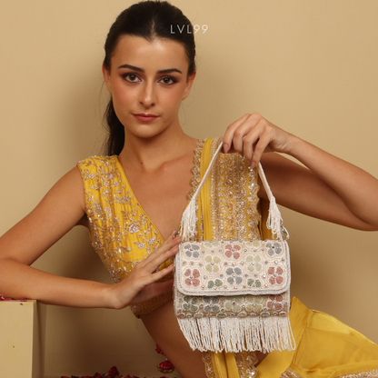 Ayesha White Embellished Flap Bag