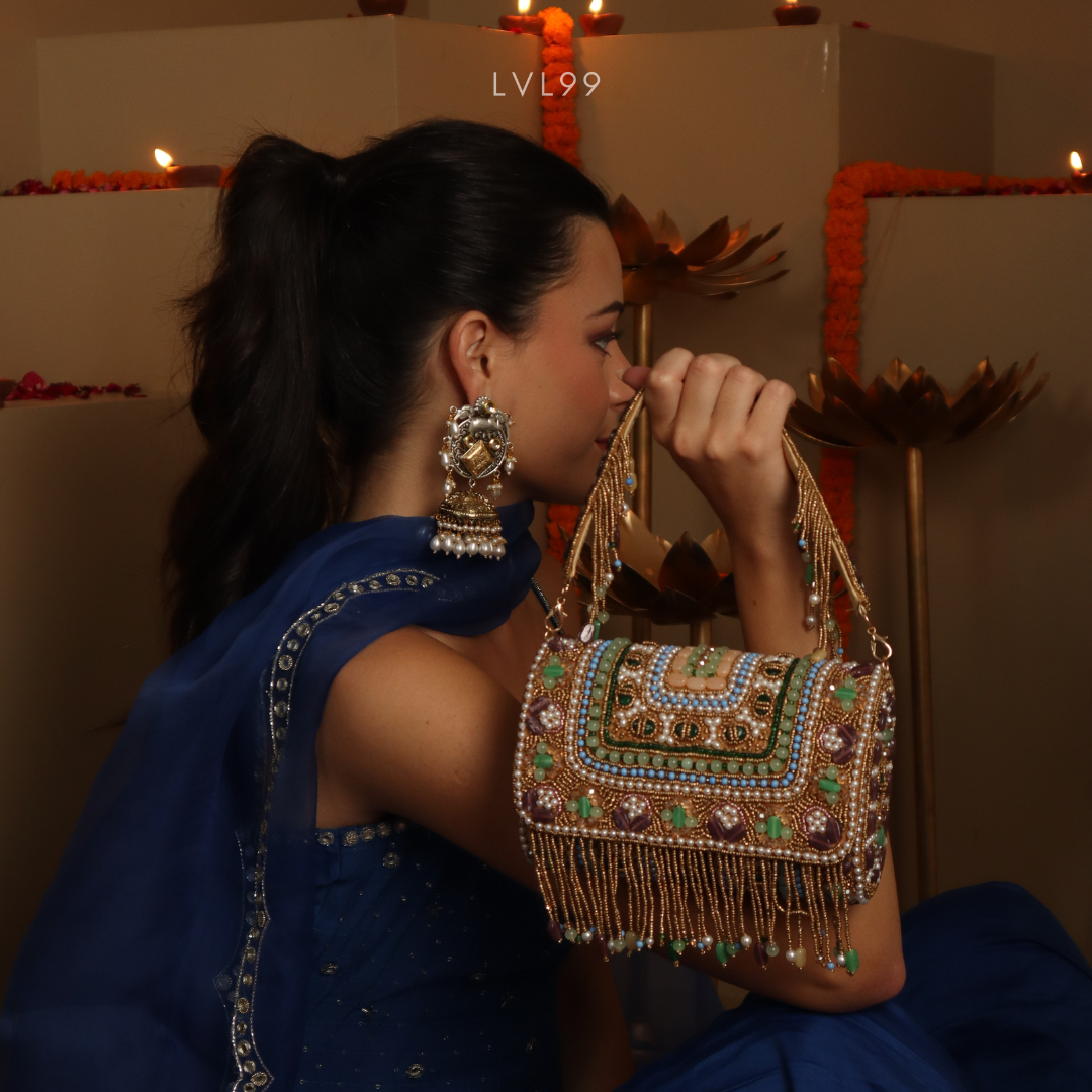 Nazaakat Bronze Embellished Shoulder Bag