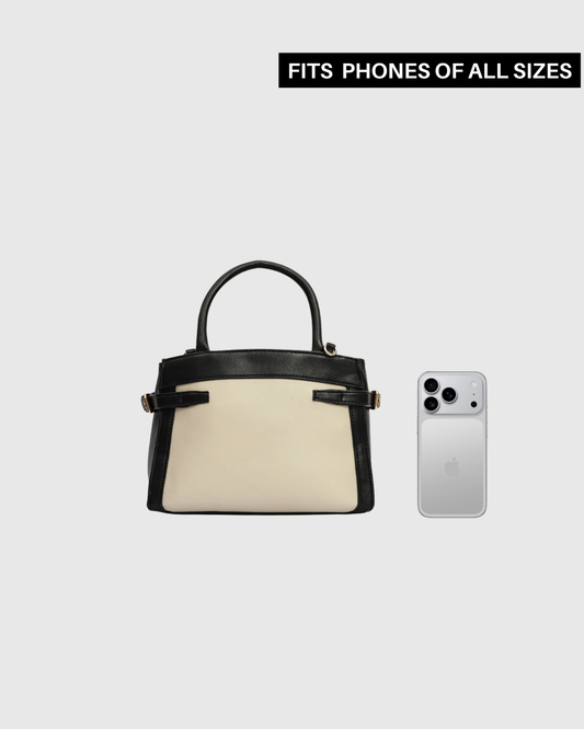 Chelsea Two-Tone Crossbody Satchel Bag - Black