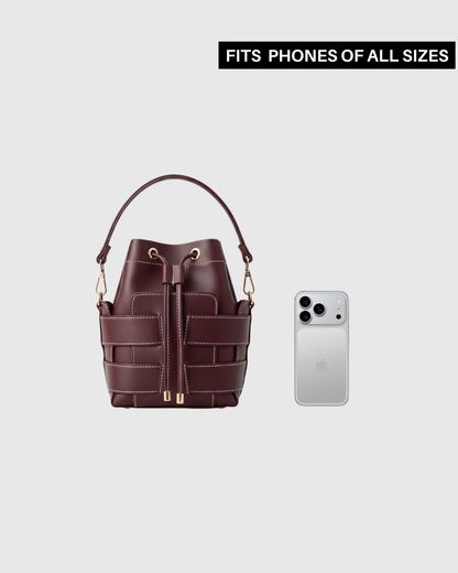 Bare Bucket Crossbody Bag - Burgundy