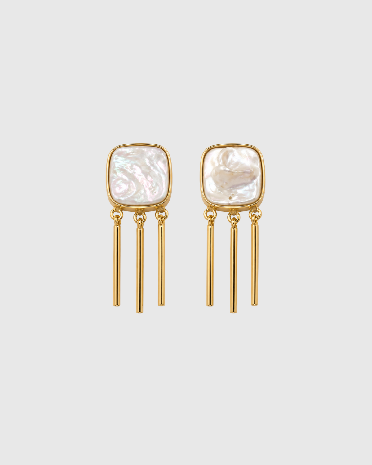 White Stone Golden Statement Earrings