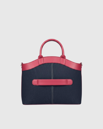 Laptop Bag With Trolley Sleeve- (Denim X Cherry Red)