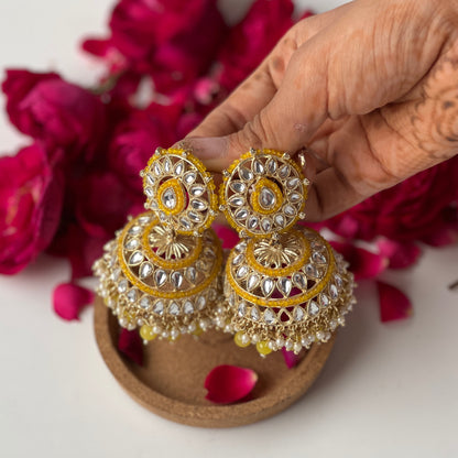 Anira Kundan Yellow Jhumkas