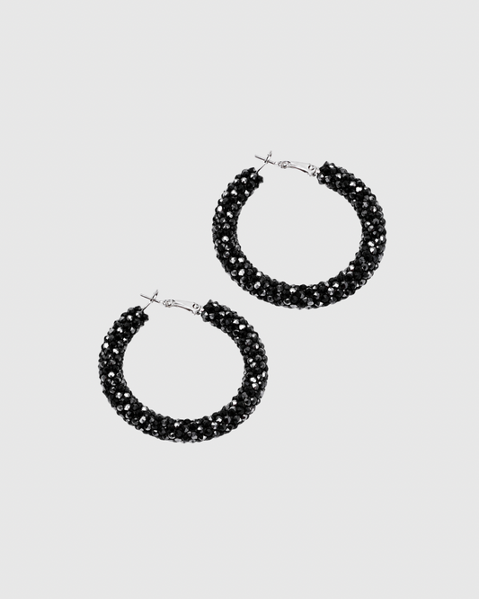 Black Contemporary Hoop Earrings