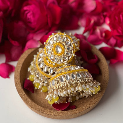 Anira Kundan Yellow Jhumkas