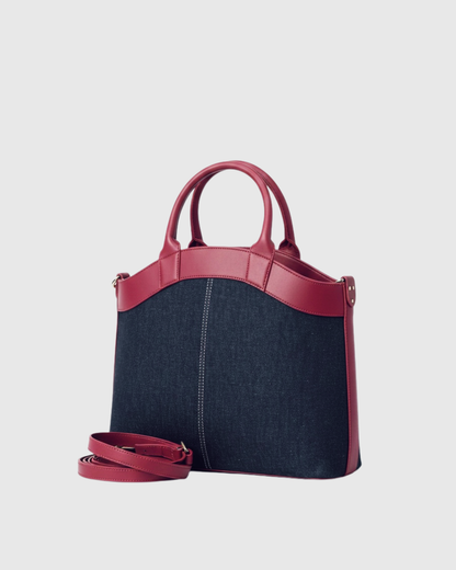 Laptop Bag With Trolley Sleeve- (Denim X Cherry Red)
