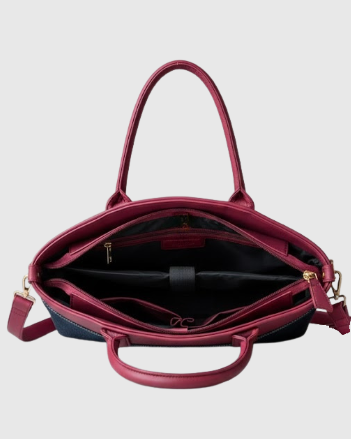 Laptop Bag With Trolley Sleeve- (Denim X Cherry Red)