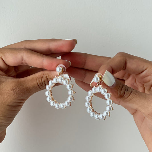 Pearl Circular Drop Earrings