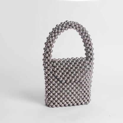 Alora Silver Beaded Bag