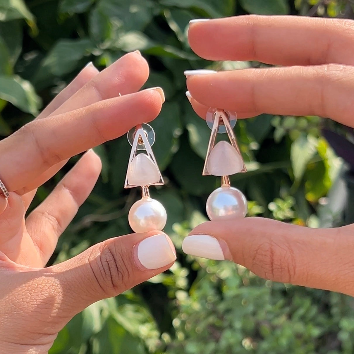 Pearl Triangular Earrings