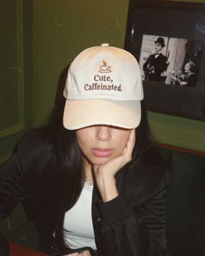 Cute & Caffeinated Beige Cap