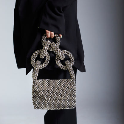 Euphoria Silver Beaded Bag