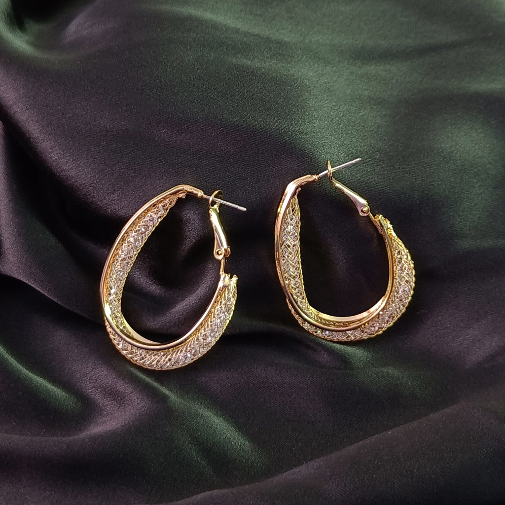 Gold Plated Contemporary Hoop Earrings